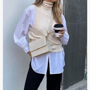 JW PEI Cream Crossbody Bag with Gold Hardware